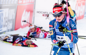 Veronika Vítková v cíli stíhacího závodu na 10 km. Foto: Český biatlon, Petr Slavík