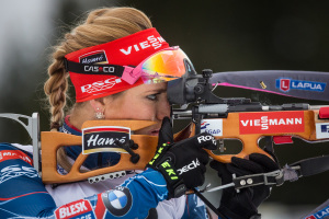 Gabriela Soukalová na střelnici. Foto: Český biatlon, Michal Červený 