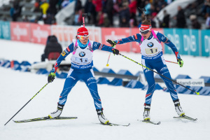 Jitka Landová na třetím úseku podala fantastický výkon a předávala Veronice Vítkové s náskokem jako první. Foto: Český biatlon, Michal Červený 