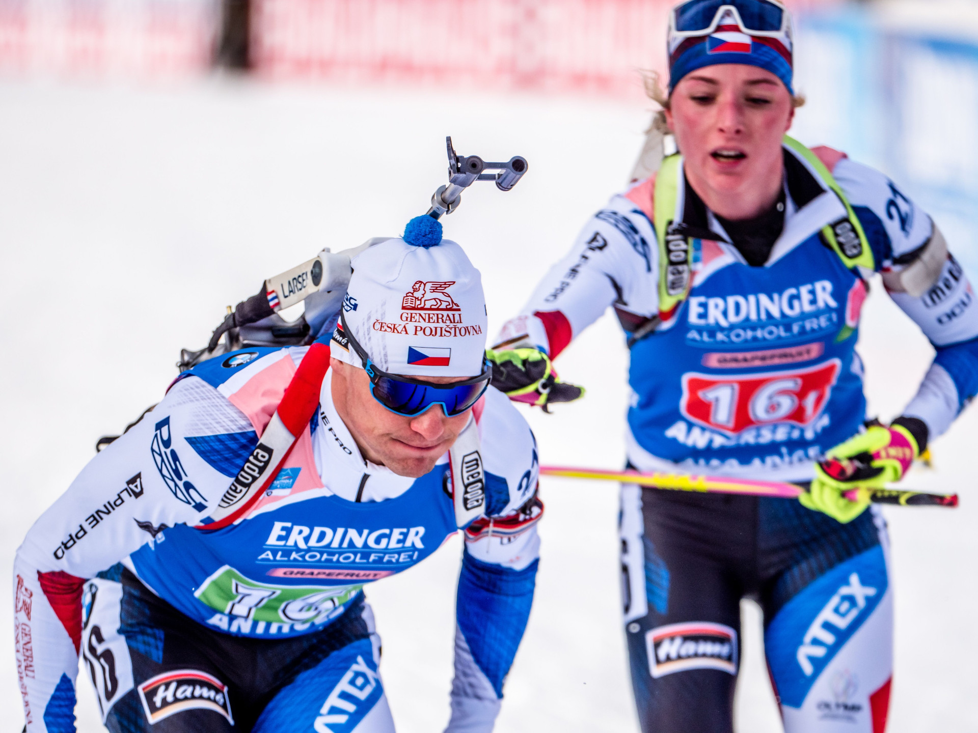 Dvojice Markéta Davidová a Michal Krčmář skončila na mistrovství světa 14. - Biatlon