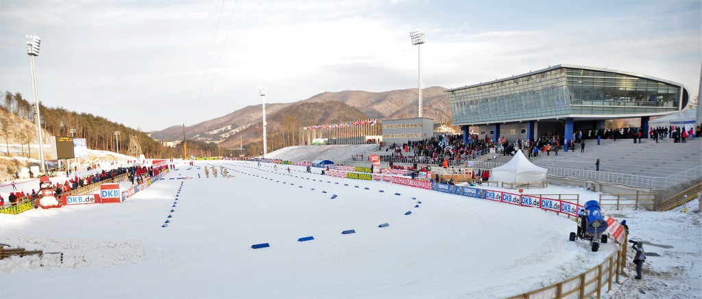 Takový byl pohled na biatlonový areál Alpensia Biathlon Centre v roce 2009