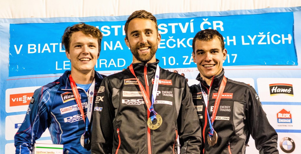 Nejlepší trio supersprintu mužů - zleva: junior Dominik Štulík (2.), Tomáš Krupčík (1.) a Michal Krčmář (3.)