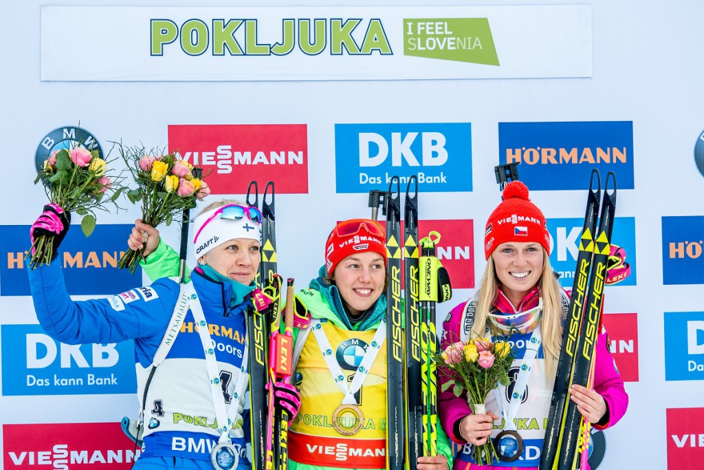 Eva Puskarčíková na stupních vítězů v Pokljuce: "Ukázalo mi to, že příprava šla dobrým směrem"