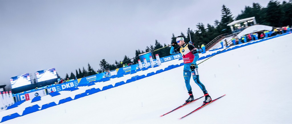Martin Fourcade a oslava jeho vítězství s pořadovým číslem 67