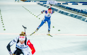 Veronika v cílové rovince sprintu v Khanty-Mansiysk. Foto: Český biatlon, Petr Slavík