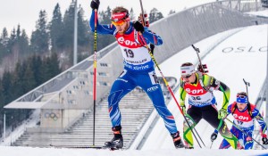 Michal Šlesingr dnes opět běžecky exceloval, ale tři trestná kola byla zkrátka příliš. Foto: Český biatlon, Petr Slavík