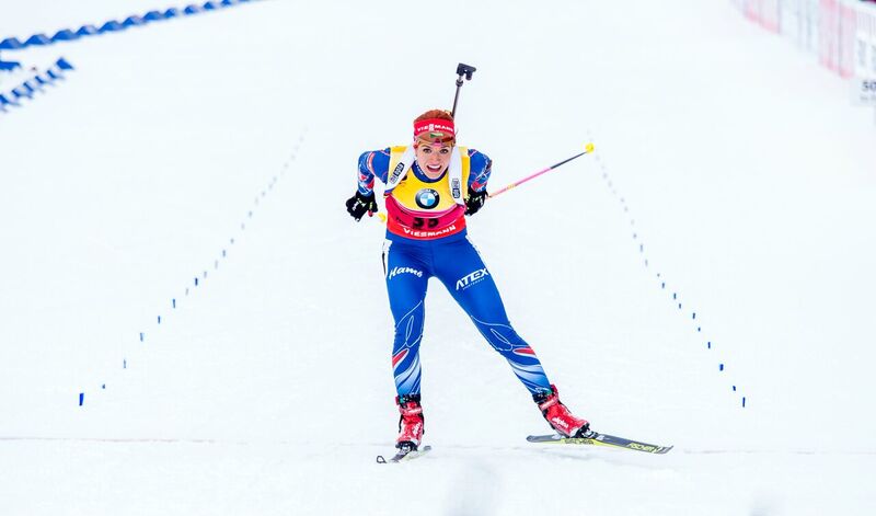 Gabriela Soukalová ve finiši sprintu žen na 7,5 km. Foto: Český biatlon, Petr Slavík