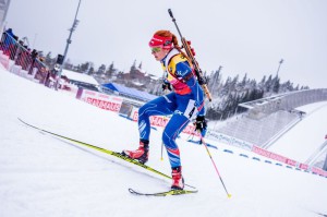 Gabriela Soukalová se dnes na střelnici trápila. Na trati se však nevzdala a vyválčila 11. příčku. Foto: Český biatlon, Petr Slavík 