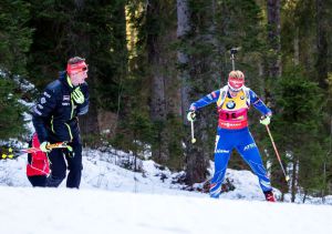 Gábina i díky dobrému běhu uhájila červený dres pro vedoucí závodnici disciplíny a žlutá dres pro vedoucí ženu celkového pořadí SP. Foto: Český biatlon, Petr Slavík