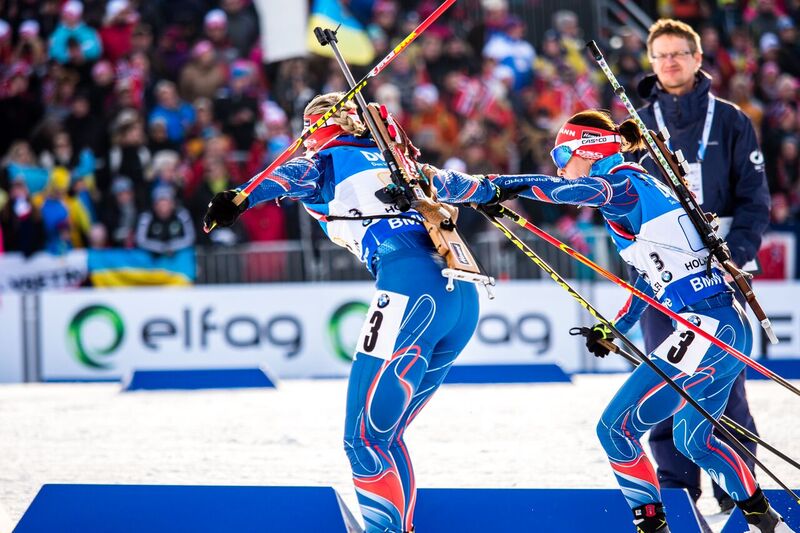 Veronika Vítková to po nepovedeném třetím úseku Lucie CHarvátové nevzdala a fantastickým výkonem vytáhla českou štafetu na konečné 6. místo. Foto: Český biatlon, Petr Slavík