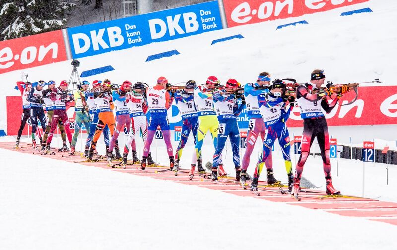 Michal Šlesingr na závěrečné položce stíhacího závodu. Foto: Český biatlon, Petr Slavík